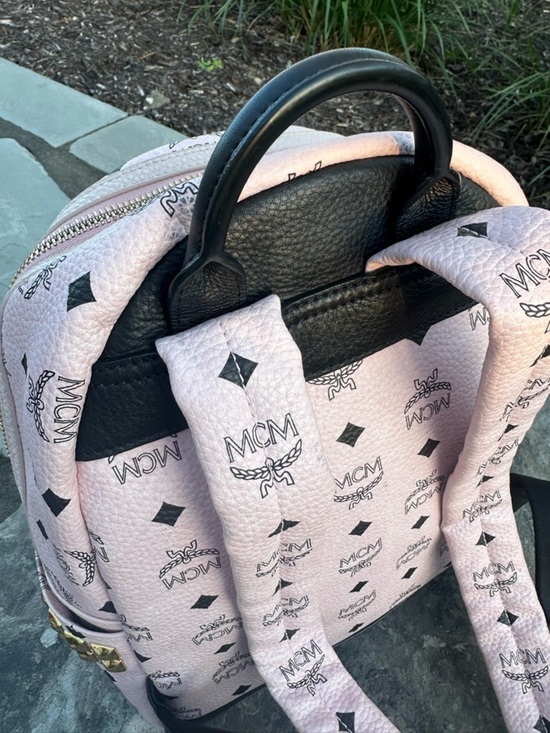MCM Pink Visetos Mini Backpack with Gold Hardware main image 7